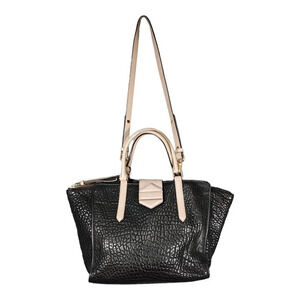 Marc Jacobs Flipping Out Tote Shoulder Bag Black Taupe Lamb Leather Large